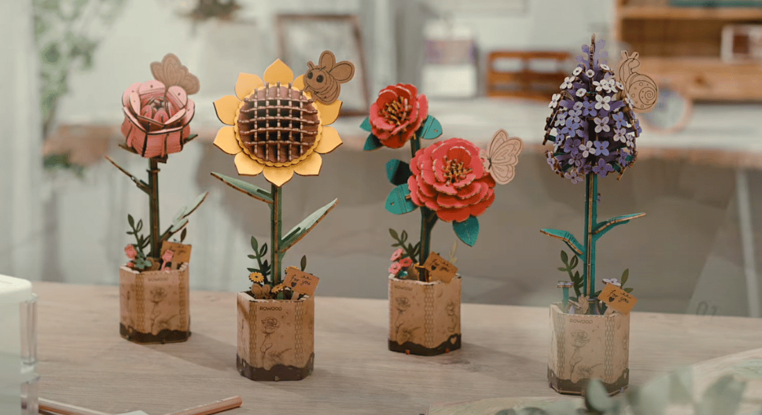 robotime wooden bloom craft series header