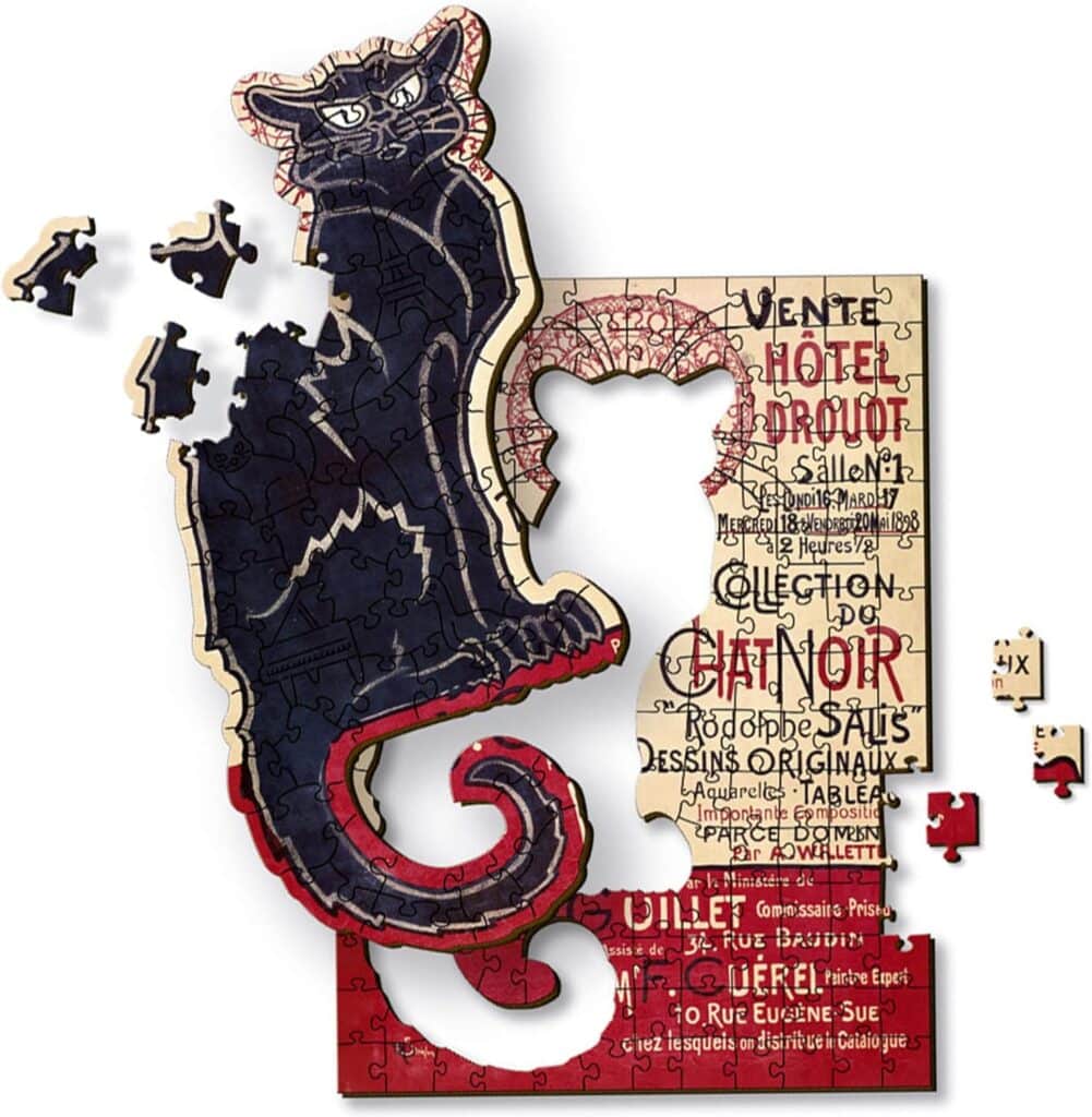 trefl wood art zwarte kat puzzel théophile steinien (1)