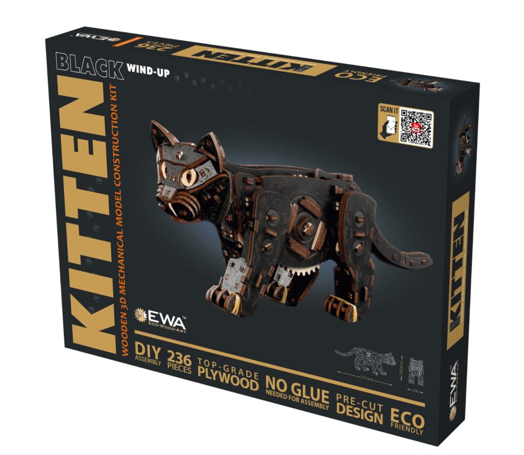 eco wood art black kitten (8)